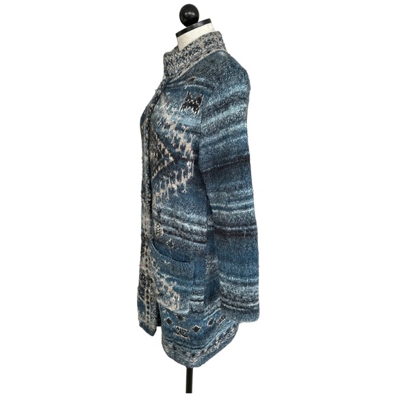 J. Jill Long Cardigan Duster Southwestern Style Sweater Knit Acrylic Wool Size M - Picture 5 of 12